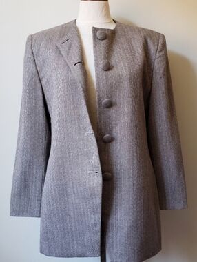 Christian Dior Vintage Herringbone Wool Blend Blazer